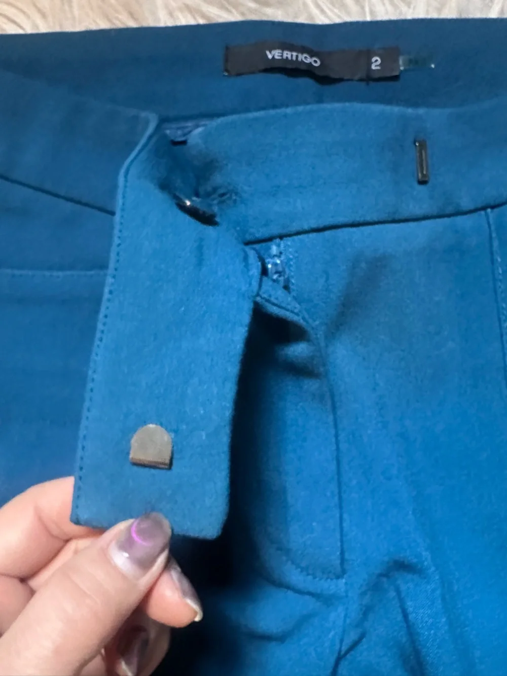 Vertigo Teal Stretch Ponte Flare Pants - Picture 3 of 5